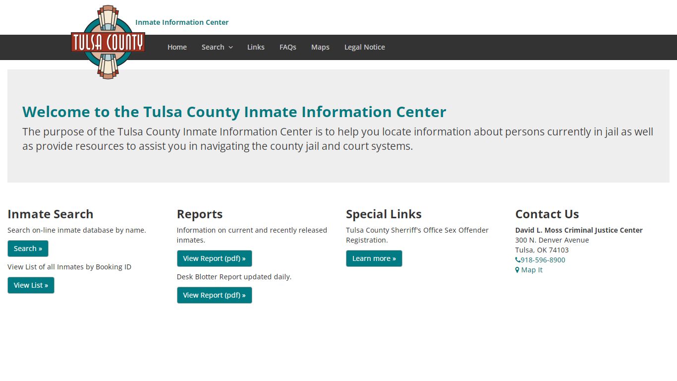 Inmate Information Center - Tulsa County, Oklahoma